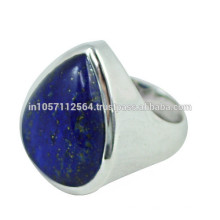 Lovely Lazuli Lapis Gemstone com 925 Sterling Silver Pear Design Band Ring para presente